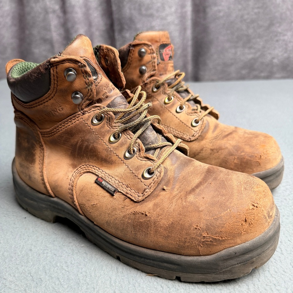 Red Wing King Toe Brown Leather Waterproof‎ Safety Toe Work Boots Mens 8.5